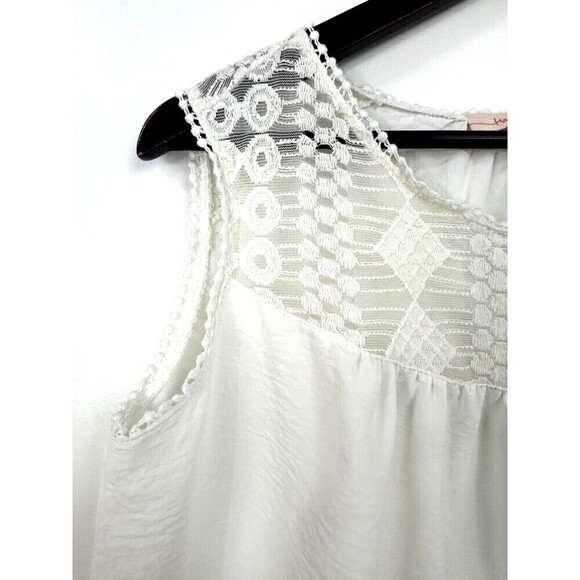 Hailey & Co Womens Sz M Tank Top Cream Ivory Blouse Flowy Embroidered Lace H2 - Picture 7 of 12